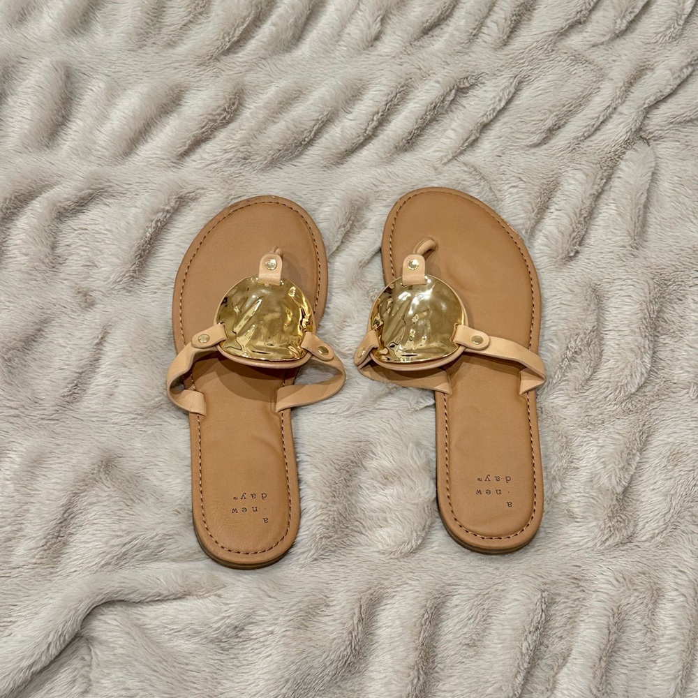 A New Day Tan and Gold Sandals